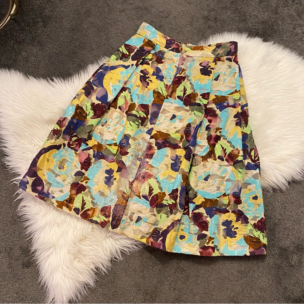 Zara A-Line Skirt with Multicolor Floral Pattern